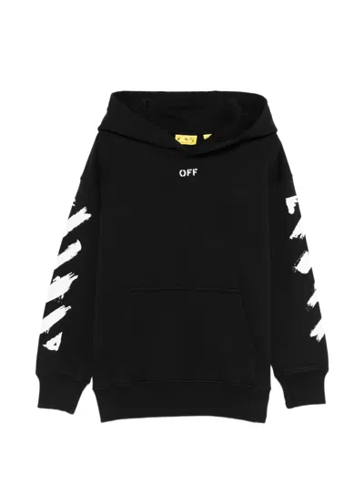 Off-white Kids' Brushstrokes Hooded Sweatshirt In Black