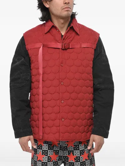 Off-white Buckleup Quilted Gilet In Red