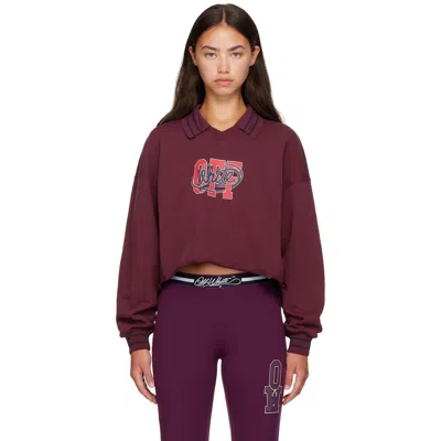 Off-white Burgundy 'off' College Crop Polo Sweatshirt In Port Royal Dark Sapp
