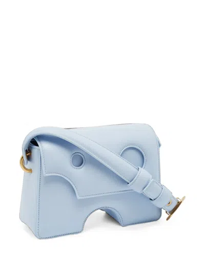 Pre-owned Off-white Burrow 22 Cut-out Leather Shoulder Bag In Blue