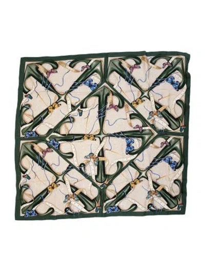 Pre-owned Off-white Butterfly Arrow Silk Scarf W/ Tags In Green/neutrals