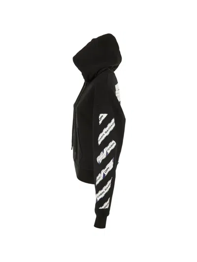 Pre-owned Off-white Cabin Baggage Tape-print Hoodie In Black