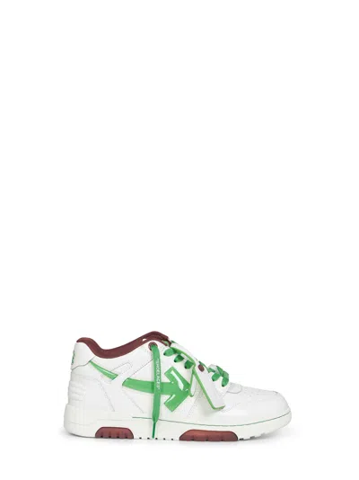 Off-white Calf Leather With Green Arrow Motif Sneaker