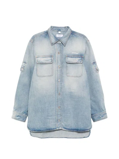 Off-white Camicia In Denim Di Cotone Azzurro Off White In Blue