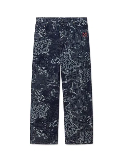 Off-white Camo Jacq Straight Jeans In Blue