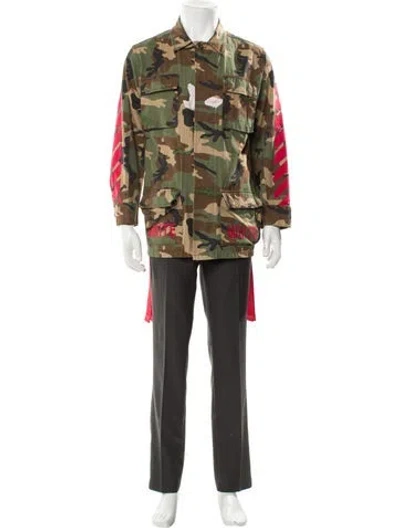 Pre-owned Off-white Camouflage Camouflage Print Parka In Green