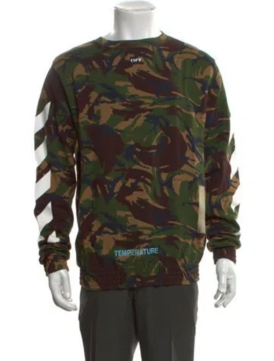 Pre-owned Off-white Camouflage Print Crew Neck Sweatshirt In Green