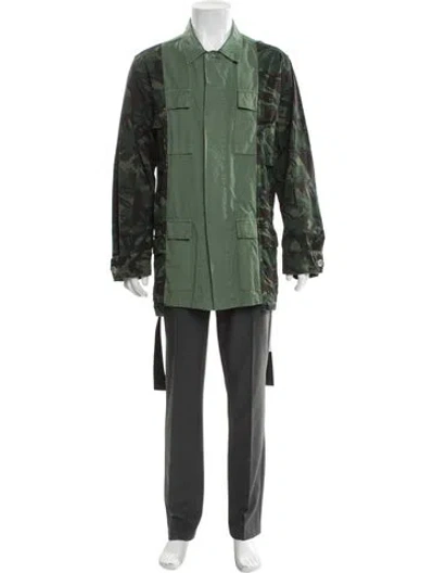 Pre-owned Off-white Camouflage Print Denim Jacket In Green