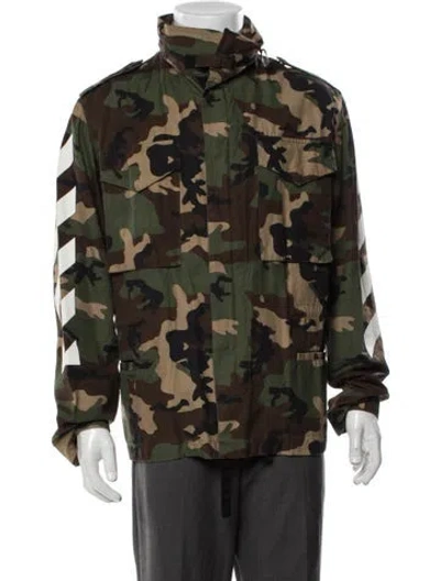 Pre-owned Off-white Camouflage Print Utility Jacket In Green