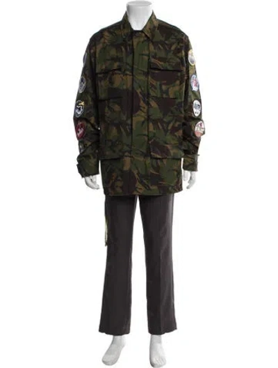 Pre-owned Off-white Camouflage Print Utility Jacket In Green