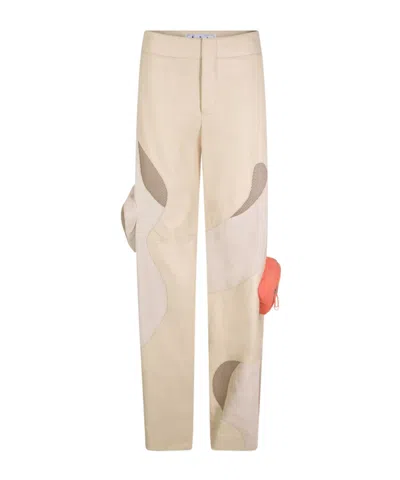 Off-white Candle Edge Straight Leg Trousers In Neutral