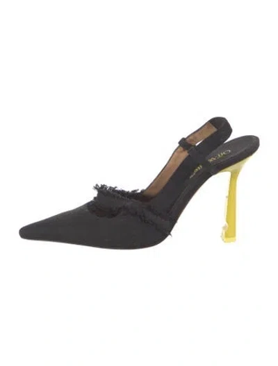 Pre-owned Off-white Canvas Slingback Pumps In Black