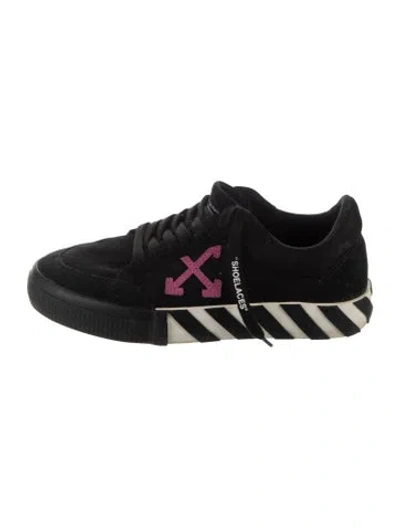 Pre-owned Off-white Canvas Striped Athletic Sneakers In Black
