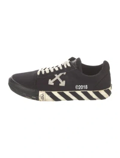 Pre-owned Off-white Canvas Striped Athletic Sneakers In Black