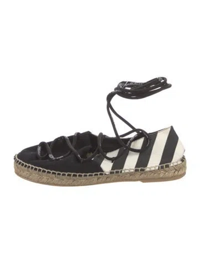 Pre-owned Off-white Canvas Striped Espadrilles In Black