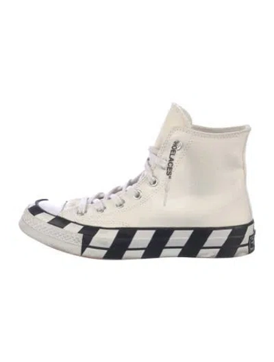 Pre-owned Off-white Canvas Striped Sneakers In Neutrals/white