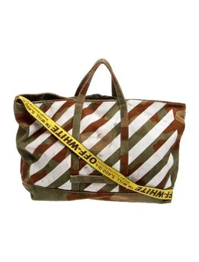 Pre-owned Off-white Canvas Tote Bag In Green