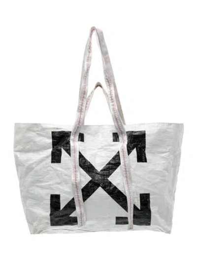 Pre-owned Off-white Canvas Tote In Black/white