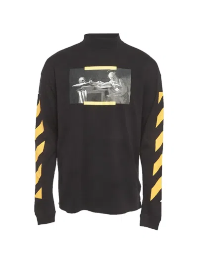 Pre-owned Off-white Caravaggio Mock-neck T-shirt In Black