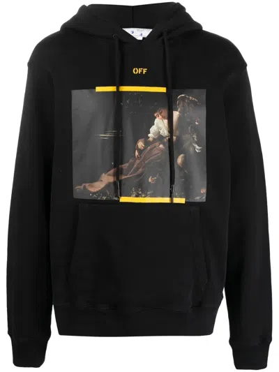 Off-white Caravaggio Painting-print Cotton Hoodie In Black