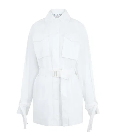 Off-white Cargo Shirt Dress In White