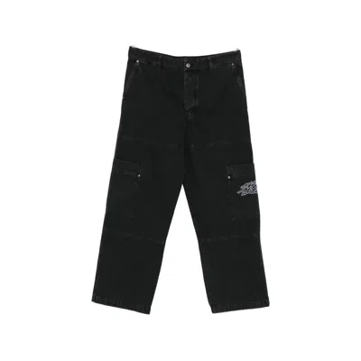 OFF-WHITE CARGO-POCKET EMBROIDERED TROUSERS