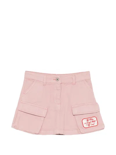 Off-white Kids' "satin" Patch Cargo Skirt In Pink