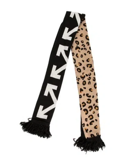 Pre-owned Off-white Cashmere Animal Print Scarf In Brown