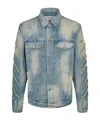 Off-white Raw Patch Distressed Denim Jacket In Blue