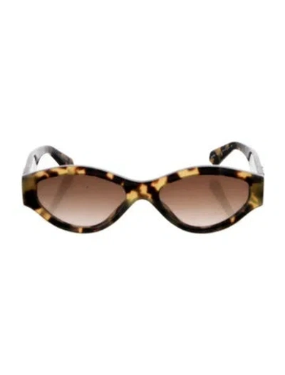 Pre-owned Off-white Cat-eye Tinted Sunglasses In Brown