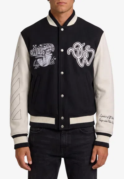 OFF-WHITE CAT-OFF COLLEGE BOMBER JACKET