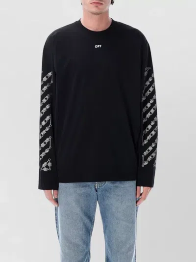 Off-white Chain Arrow Skate Long Sleeve T Shirt In Black