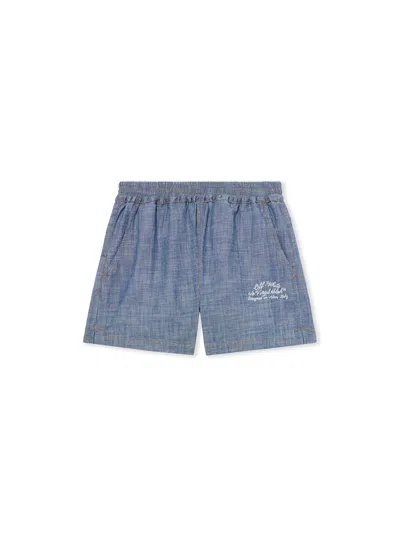 Off-white Chambray Denim Pyjama Shorts In Blue