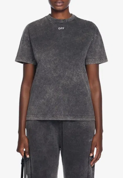 Off-white Check Flan Arrow Faded T-shirt In Gray