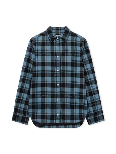 Off-white Check Flannel Padded Overshirt In Citadel Black