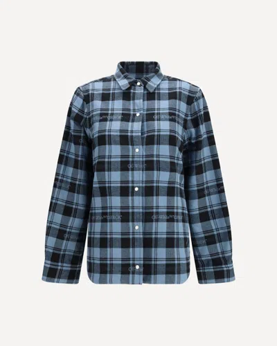 Off-white Check Flannel Padded Overshirt In Blue
