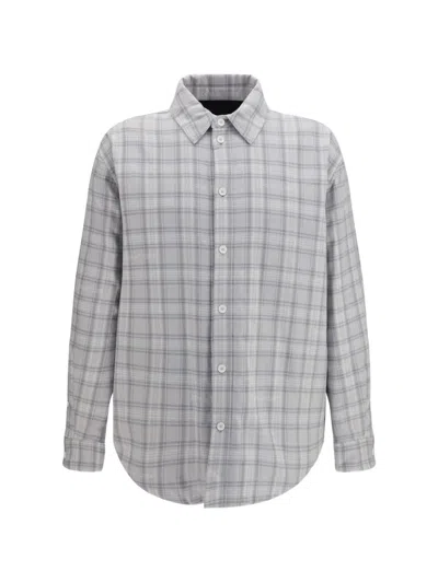 Off-white Checkered Cotton Shirt With Classic Collar And Adjustable Cuffs In Multi