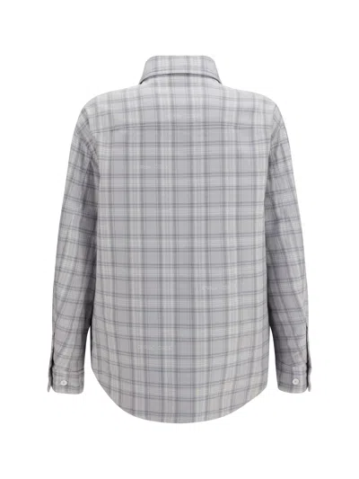 Off-white Grey Relaxed Check Overshirt In Gray