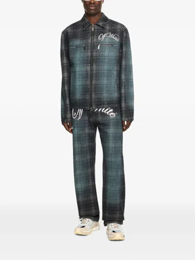 OFF-WHITE CHECK JACQUARD LOGO JEANS