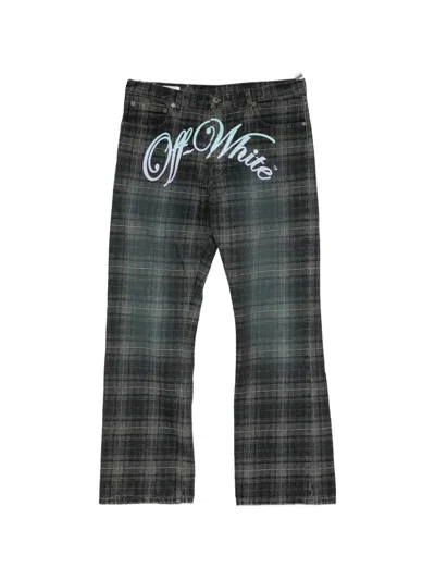 Off-white Check Jaquarded Straight Jeans In Black