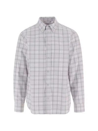 Off-white Check Logo-print Cotton Shirt In Gray