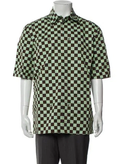 Pre-owned Off-white Checkered Plaid Print Shirt In Green