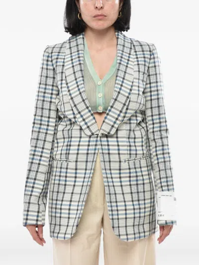 Off-white Check-pattern Blazer In Multi