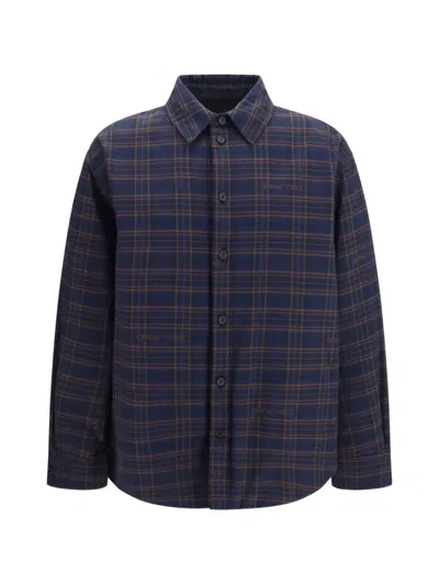 Off-white Check-pattern Padded Overshirt In Blue