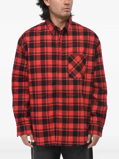 Off-white Check-pattern Padded Overshirt In Multi