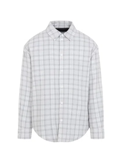 Off-white Light Grey Flannel Wool Overshirt Padded Coat