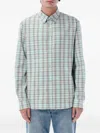 Off-white Check-print Logo-embroidered Shirt In Green