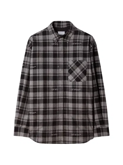 Off-white Check-print Padded Overshirt In Black