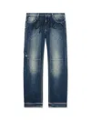 Off-white Cherry Diagonal Twist Stack Jeans In Blue