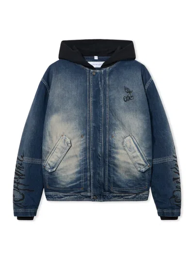 Off-white Cherry Jers Hoodie Den Jkt In Blue